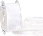 Ribbli White Sheer Organza Ribbon,1-1/2 Inches x Continuous 50 Yard Use for Gift Wrapping,Bouquet Wrapping,Wedding Decoration,All Crafting and Sewing