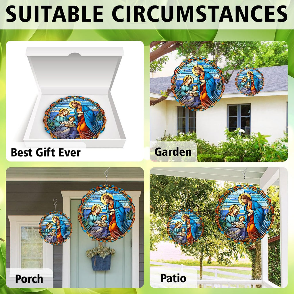 Christian Christmas Wind Spinner, Christian Christmas Wind Spinner Hanging for Yard and Garden, Unique Gift Wind Spinner, 3D Hanging Wind Spinner Outdoor