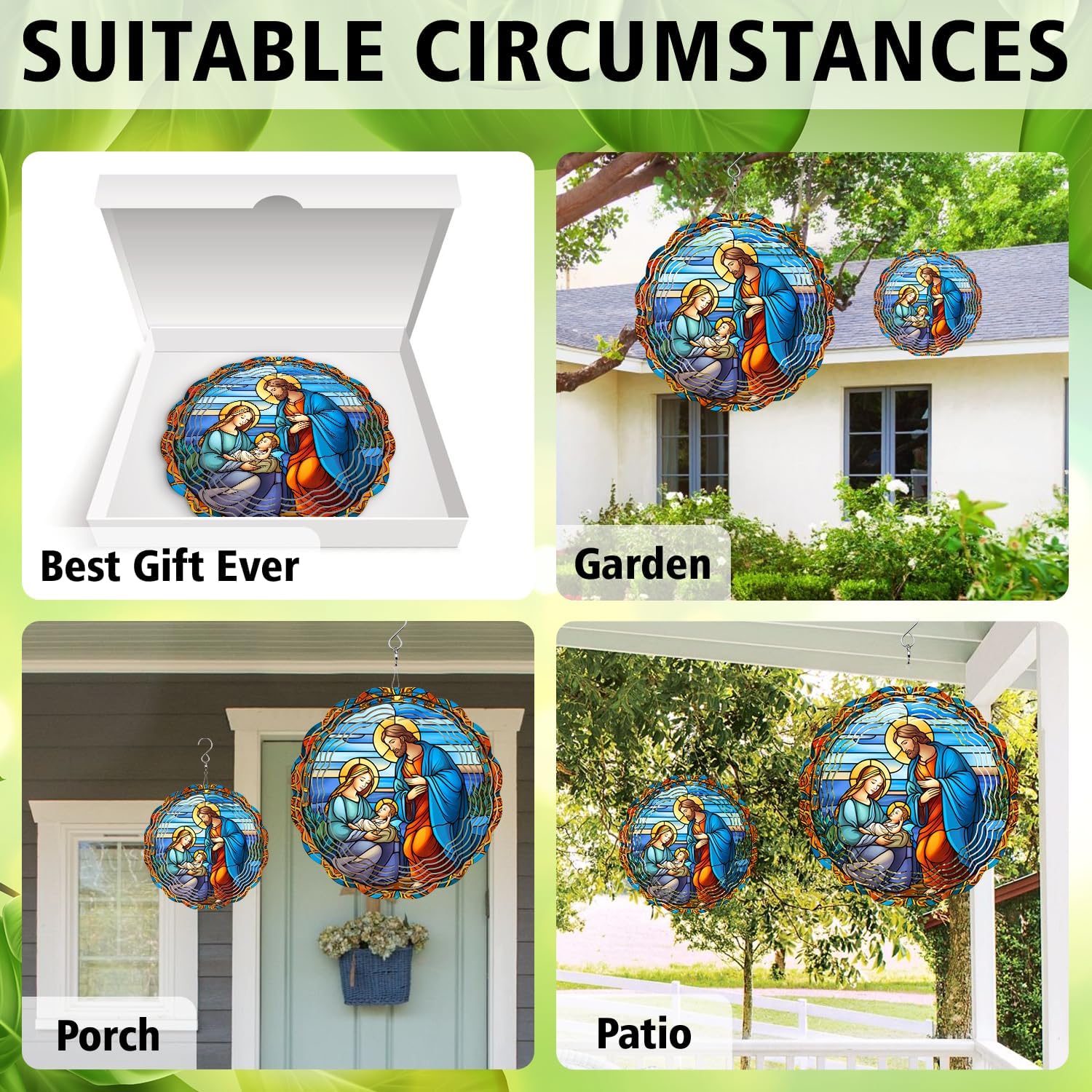 Christian Christmas Wind Spinner, Christian Christmas Wind Spinner Hanging for Yard and Garden, Unique Gift Wind Spinner, 3D Hanging Wind Spinner Outdoor