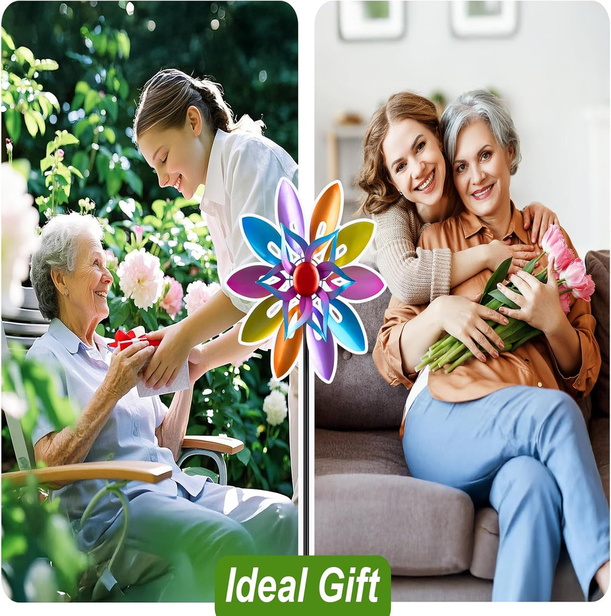 Wind Spinners Outdoor Garden Decor, 13 Inches Metal Windmill Yard Decorations Outdoor, Wind Pinwheels Gardening Gifts for Women Mom Backyard, Patio, Lawn Decor