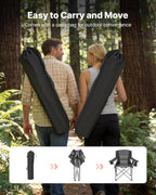 VEVOR Oversized Camping Folding Chair, Portable Heavy Duty Outdoor Quad Lumbar Back Padded with Side Pockets, Cup Holder and Cooler Bag for Beach, Lawn, Picnic, Fishing, Backpacking, 2 Pack