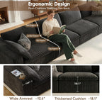 157.6" Cloud Couch Oversized Modular Sectional Sofa, U-Shaped 8 Seater Deep Seat Couch with Ottoman, Soft Corduroy Upholstery, DIY Combination for Living Room, No Assembly Required, Black