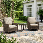 Outdoor Swivel Rocker Patio Chair with Premium Cushion, High Back Wicker Patio Swing Glider for Deck, Porch, Patio and Poolside (Beige, 1 Pcs - Swivel Glider)