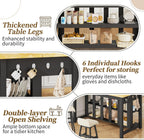 Kitchen Island with Storage for Kitchen Dining Room (Black) | Charging outlet, 2 Drawers and 6 Hook