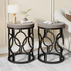Tribesigns Round End Table Set of 2, Industrial Side Table with Metal Hollow Frame, Small Bedside Table Nightstand for Living Room, Bedroom, Easy Assembly (Grey,2 PCS)