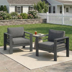 Wisteria Lane Metal Patio Furniture Sofa, All-Weather Outdoor Armchairs Set of 2 with Upgraded Cushions, Weather-Resistant Heavy Duty Modern Outdoor Chairs for Garden, Balcony, Backyard, Dark Grey
