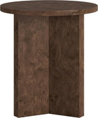 Henn&Hart 20" Scandinavian Round Wooden End Table, Side Table, Nightstand with X-Base for Living Room, Office, Family Room, or Bedroom, Walnut Burl