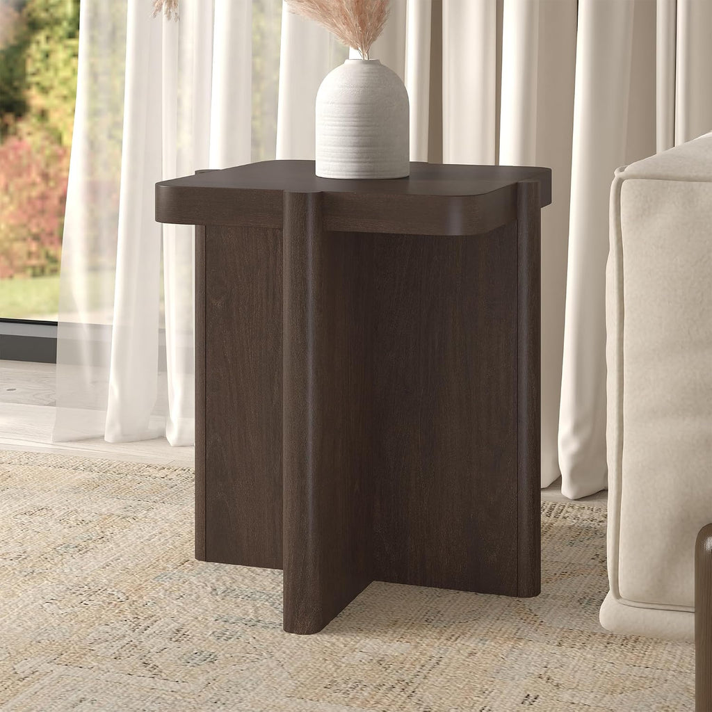 Henn&Hart 20" Modern Square End Table, Side Table, Nightstand with X-Base for Living Room, Office, Family Room, or Bedroom, Heritage Oak