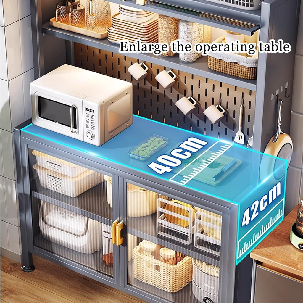 JKGHK 6-Tier Tall Kitchen Bakers Rack, Kitchen Storage Hutch Cupboard Cabinet with Adjustable Foot, Open Kitchens Pantry Storage Shelves for Spices, Pots, Pans(120cm/47.2in)