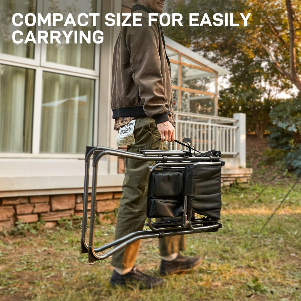 EVER ADVANCED Portable 30.7" Seat Height Tall Camping Directors Chair | Folding Chair High Foldable Bar Stool with Side Table for Makeup Artist, Sports Event, Craft Show, Supports 350LBS
