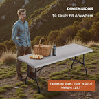 6 Foot Folding Table, Sturdy 330LBS Capacity, Reinforced Steel Legs, Foldable Design with Safety Lock, Portable Folding Table for Parties, Picnics, Weddings, Camping, 2 Pack