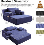 70"Chaise Lounge Chair, Oversized Chair & 2 Cup Holder 4 Pockets | Oversized Corduroy Lounge Chair Indoor Convertible, 3 Pillows, Deep Seat Sleeper Sofa Bed, Living Room, Reading, No Assembly