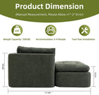 Modular Sectional Sofa with Ottoman, 112 Inch, Blackish Green