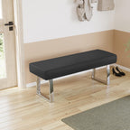 JIEXI 45.3" Indoor PU Leather Upholstered Footstool Bench with Metal Legs | Thick Cushion, Strong Silver Legs, Great for Entryway, Kitchen, Plant Stand, Bedroom Living Room Window