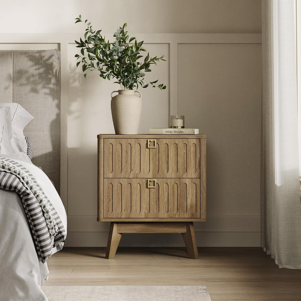 SICOTAS Nightstands Set of 2 with Drawers, 21" Wide Modern Bedside Tables