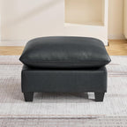 31.5" Faux Leather Large Square Ottoman, Oversized Upholstered Footrest for Living Room, Bedroom, Entryway, Black