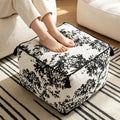 Chenille Square Pouf Ottoman - Foot Stool for Living Room & Bedroom | Soft ottoman with tassels. Removable cover. High-resilience foam. Flannelette base. Tree decor. Step for dogs. 19.7x11.8in