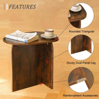 AWASEN Side Table, Small Triangle End Table Living Room, Modern Accent Table with Unique Tabletop, Mini Bedside Table for Small Spaces, Rustic Brown