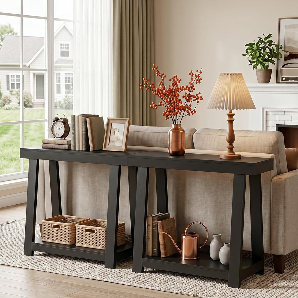 36" Narrow Console Table - 500lb Capacity 2-Tier Entryway Table, 2.6" Thick Top, Easy Clean & 15-Min Assembly, Sofa Table for Small Spaces