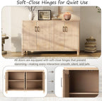 VilroCaz Farmhouse Wood 4-Door Cabinet Sideboard with Smooth Rounded Corners, Rustic Accent Entryway Console Table for Hallway Living Room Dining Room
