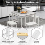 Tangkula 5-Piece Counter-Height Bar Table Set, Faux Marble Square Table & 4 PVC Leather Bar Stools w/Rubber Wood Legs, Modern Dining Set for Kitchen, Breakfast Nook & Small Spaces (White)