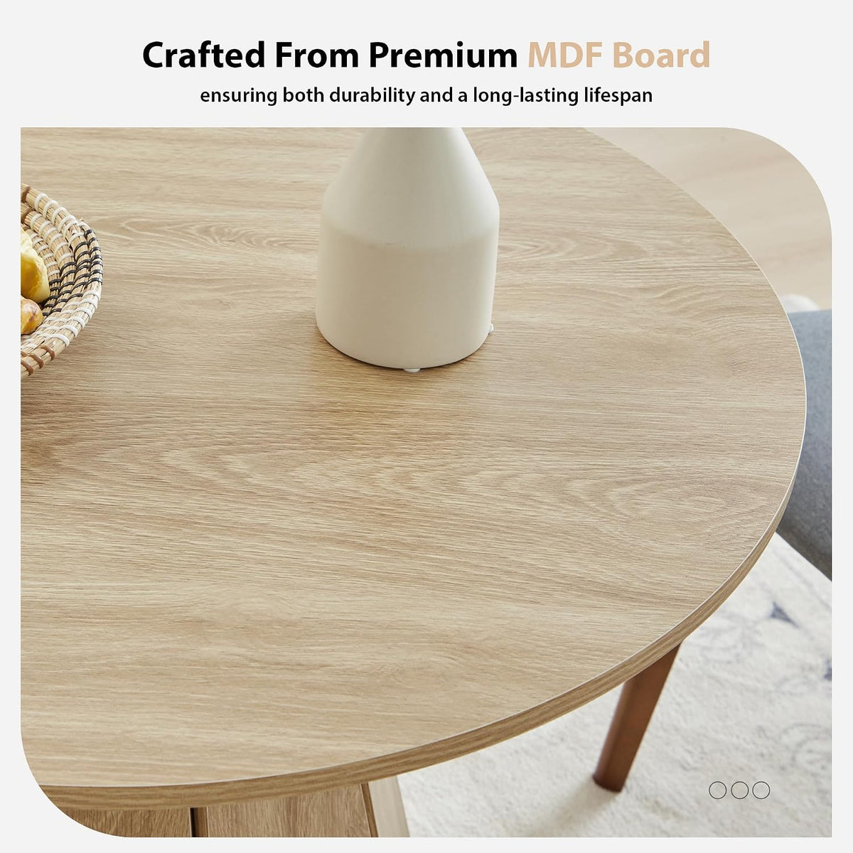 31.5" Round Dining Table for 2-4 People, Modern Small Kitchen & Dining Room Table with Pedestal Base, Space Saving Farmhouse Wood Table for Apartment & Small Spaces, Natural
