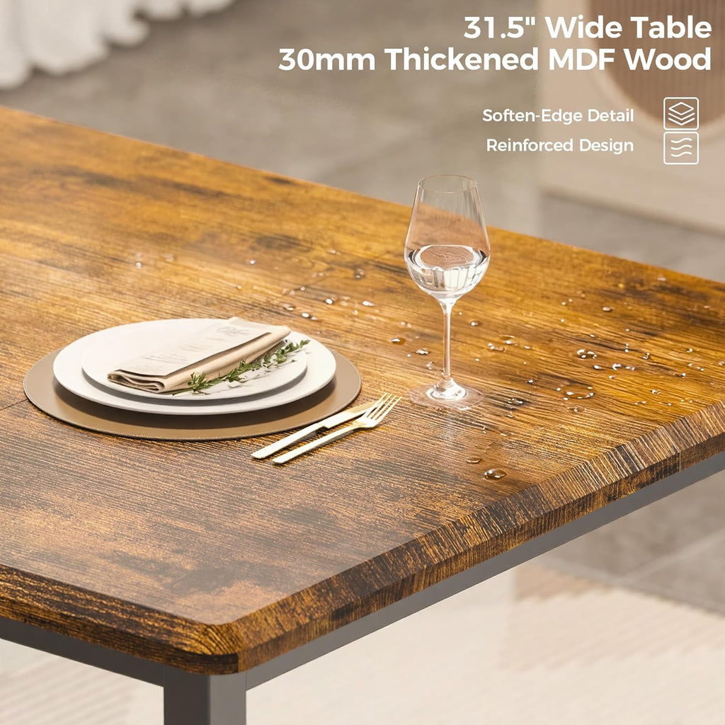 IRONCK 5-Piece 63" Extendable Dining Table with 4 Upholstered Chairs, Kitchen Table Set for 4-8 People, Dining Room Sets with MDF Wood Board, Drop Leaf Table Design for Space Saving, Rustic Brown
