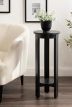 Kate and Laurel Foxford Modern Tiered Round Drink Table, 12 x 12 x 30, Black, Transitional Two-Tier Circle Plant Stand for Use as Living Room Pedestal Table or Small Bedroom Nightstand