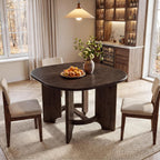 Solid Wood Square Dining Table for 4, 47.24-Inch Farmhouse Kitchen Dinner Table, Sturdy Rustic Dining Room Furniture, Table Only, Walnut