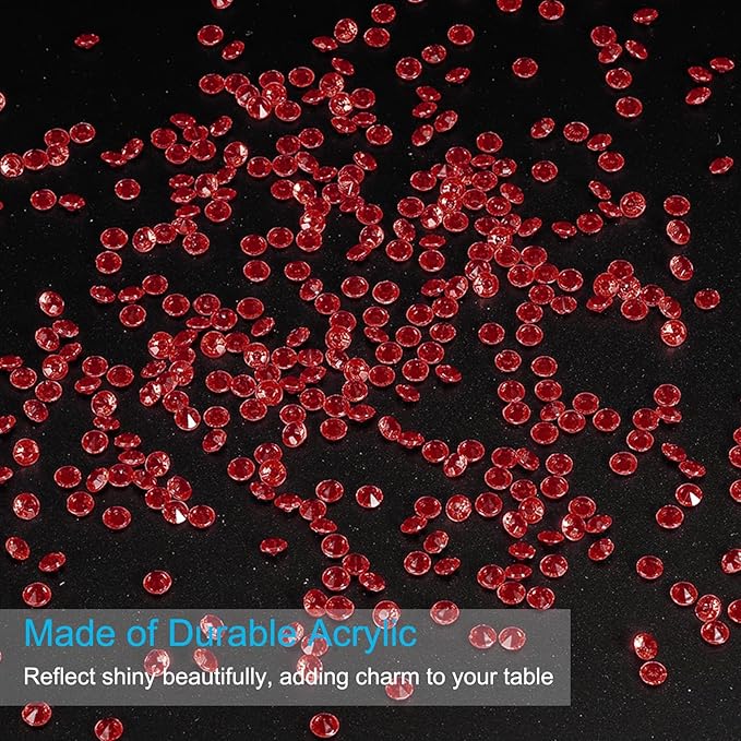 PATIKIL 10000 Pcs Wedding Table Scatter Confetti Crystals 4.5mm Acrylic Diamonds Vase Fillers Gems for Table Centerpiece Decorations Party Vase Beads, Date Red