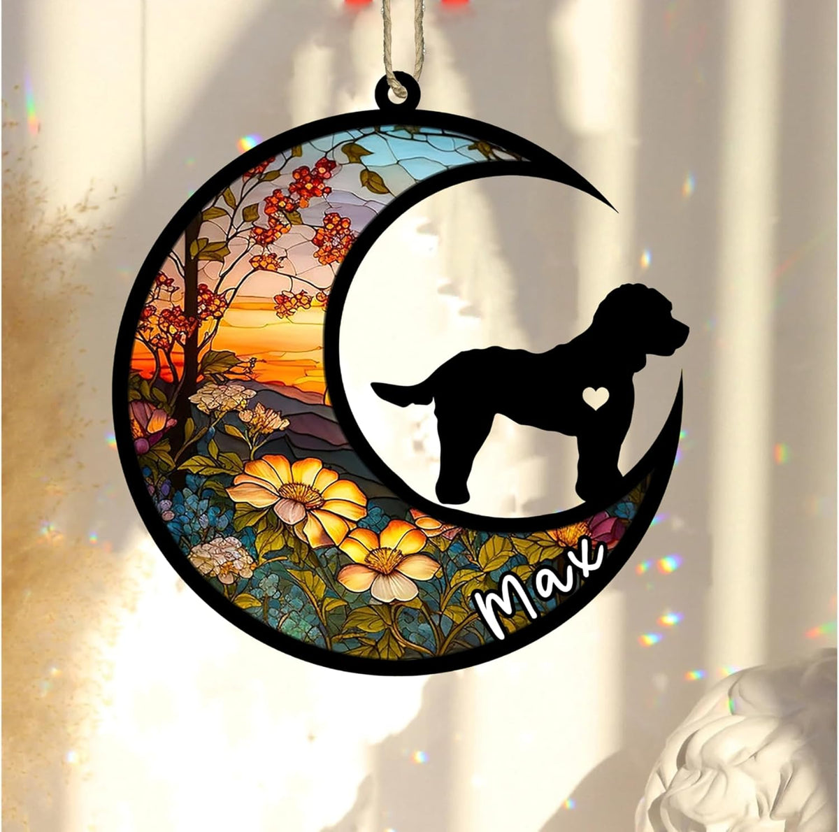 Personalized Dog Memorial, Custom Name Cockapoo Dog Christmas Ornament with Name, Custom Breeds, Pet Loss Light Catcher, Gifts for Lovers Loss of Pet Sympathy on Mothers Day Christmas