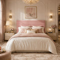Allewie Full Bed Frame, Velvet Upholstered Bed with Adjustable Headboard