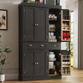 71" Tall Kitchen Cabinet Pantry Storage,Modern Kitchen Hutch Cabinet with Doors and Adjustable Shelves,Large Freestanding Food Pantry with 2 Drawer for Dining Room, Living Room, Hallway,Black