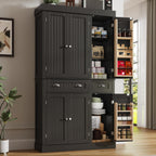 71" Tall Kitchen Cabinet Pantry Storage,Modern Kitchen Hutch Cabinet with Doors and Adjustable Shelves,Large Freestanding Food Pantry with 2 Drawer for Dining Room, Living Room, Hallway,Black