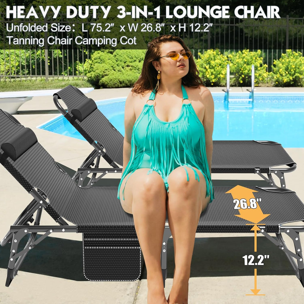 MOPHOTO 5-Position Folding Chaise Lounge Chair for Patio, Outdoor & Pool | 5 adjustable positions and a padded design create a comfortable spot to relax at the beach, pool, patio, lawn, or campsite