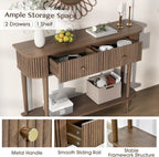 JOINICE 43" Entryway Table with Drawers,Fluted Console Table with Storage Shelf,Narrow Sofa Table for Living Room,Hallway,Foyer,Walnut