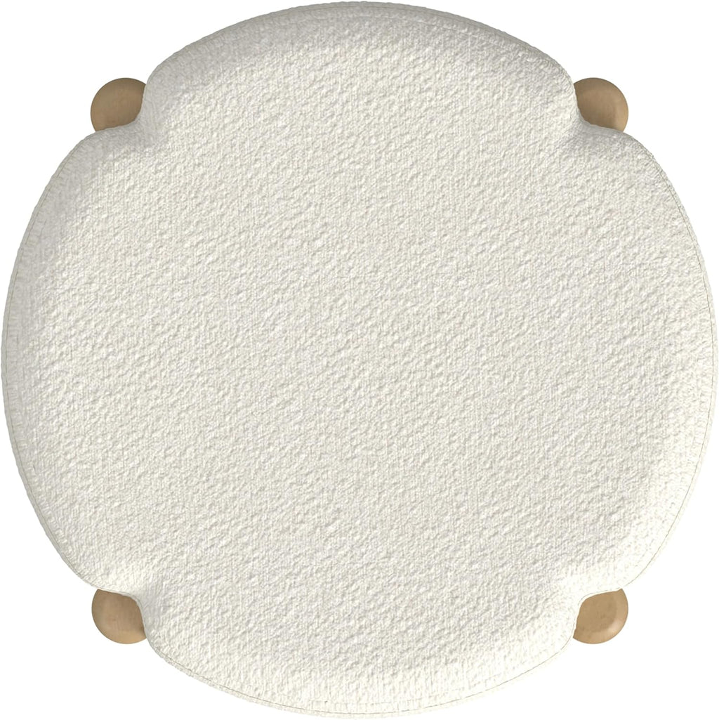 HomePop Luna 22" Round Ottoman - Cream Boucle