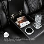 Signature Design by Ashley Boyington Power Reclining Loveseat with Console | A combination of leather and faux leather, Zero-gravity power recline, Air massage system and heat, USB storage console