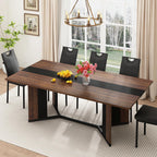 7-Piece Dining Table Set with 6 Cushion Chairs for 4 6 People, 71" Large Long Wooden Kitchen Table Sets W/Waterproof Tabletop, Farmhouse Rectangular Dinner Table for Dining Room,Kitchen(Brown)