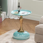1-Pack Light Green Sleek Hourglass Side Table - Glossy Finish & Metallic Base | Contemporary Accent End Table for Living Room, Cafe & Home Decor Spaces