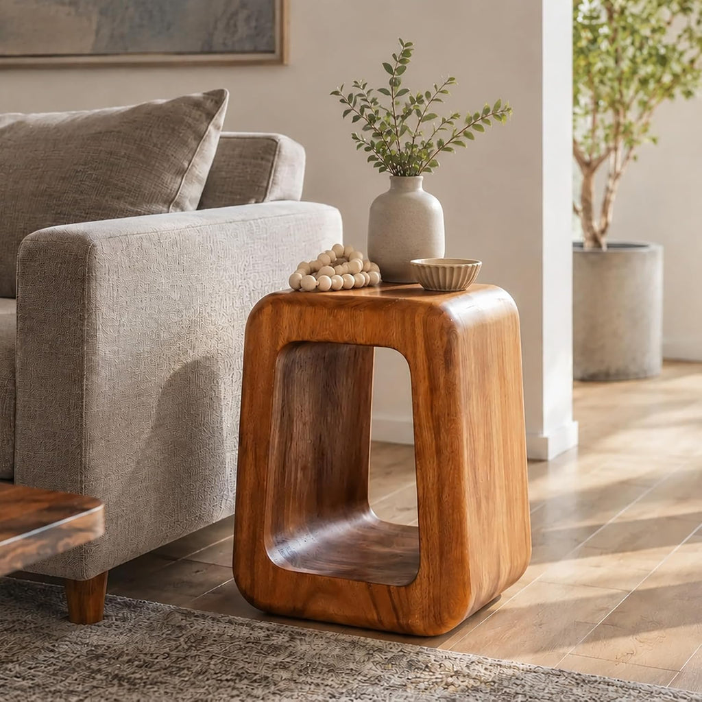 Rutledge & King Wooden End Table - Unique Wooden Side Table - Mid Century Side Table - Saur Wood Decor - Small Accent Table - Mid Century Modern