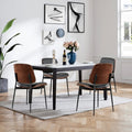 LUNLING Dining Chairs Set of 4 Mid Century Modern Retro Faux Leather Chair with Walnut Bentwood Upholstered Seat Metal Legs Chairs Adjustable Foot for Kitchen Dining Room Chairs,Black