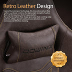 Dowinx Gaming Chair Breathable PU Leather Gamer Chair with Footrest Massage Lumbar Support, Big and Tall Ergonomic Reclining Computer Chair with Pocket Spring Cushion for Adults Teens (Brown)