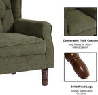 Accent Chair, Upholstered Armchair with Button Tufted High Back & Solid Wood Legs, Comfy Wingback Reading Single Sofa Chair for Small Spaces, Living Room, Bedroom