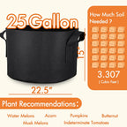 Gardzen 10-Pack 25 Gallon Grow Bags, 300G Thickened Aeration Fabric Pots with Handles, Heavy Duty Cloth Pots for Plants