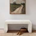 Ink+Ivy Steve Entryway Accent Bench Padded, Cozy Plush Boucle Upholstered Bench for Living Room, Modern Curved Corner Compact Bed End Bench for Bedroom, Indoor Seating, Fully Assembled, 42" W Cream