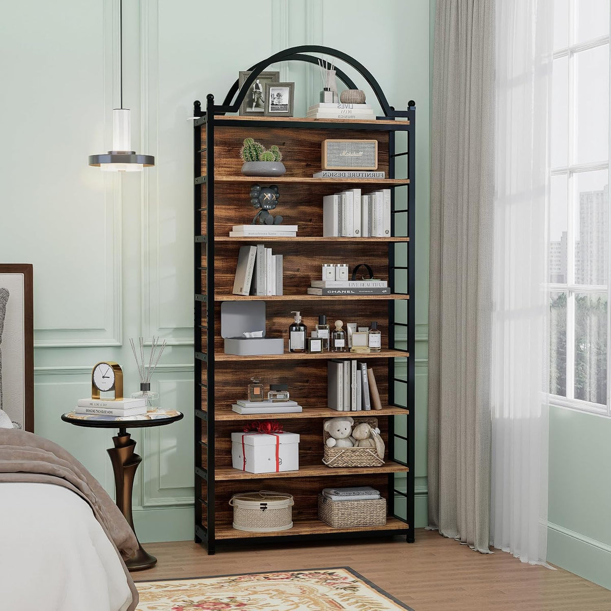 CD Storage Rack Holds 400+ CDs, 8-Tier CD DVD Storage Tower Organizer, Large Media Storage Shelf with Adjustable Feet for Living Room Bedroom Home Entertainment, Rustic Brown