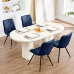 Dining Chairs Set of 2, Modern Dining Chairs with Thick Cushions, Faux Leather Upholstered Kitchen Dining Room Chairs with Metal Legs for Dining Living Room (Navy Blue)