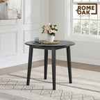 ROME + OAK Hinged Drop Leaf Dining Table, 22-36 Inch Round Tabletop with Sturdy Base, Black - Modern Solid Wooden Furniture Piece for Home