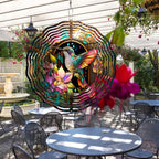Hummingbird Wind Spinner,3D Hummingbird Spinners Gorgeous Outdoor Garden Decoration 10Inch 3D Steel Wind Spinner Outdoor Easy to Use Wind Sculptures Ideal Gift